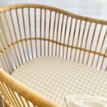 Nude Gingham Bassinet Sheet Adoreu Baby Shop Launceston Tasmania Mini & Me